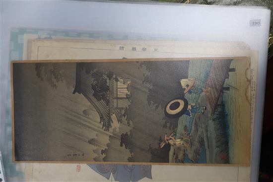 A group of assorted Japanese woodblock prints, unframed